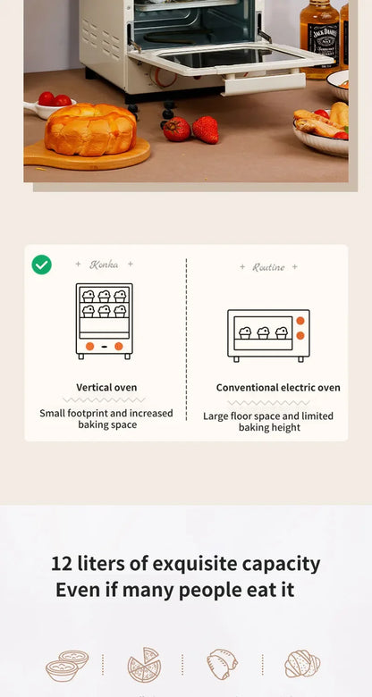 12L Large Capacity Electric Air Fryer Toaster Oven Mechanical Household Kitchen 360° Baking Convection Oven Oil-Free Deep Fryer.