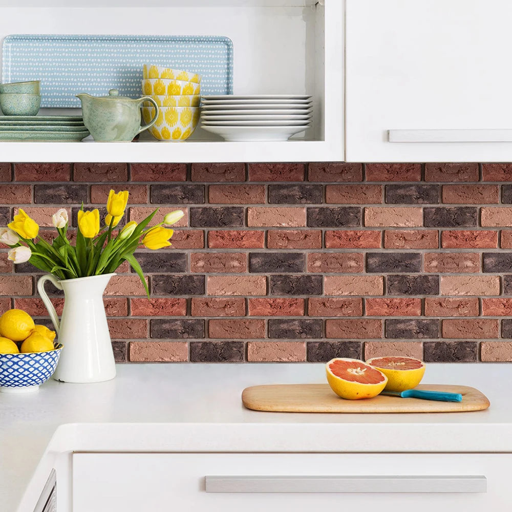 10/20pcs 3D Faux Brick Peel and Stick Wall Panels, Waterproof PVC Wall Stickers, Easy to Install, Home Wall Decor