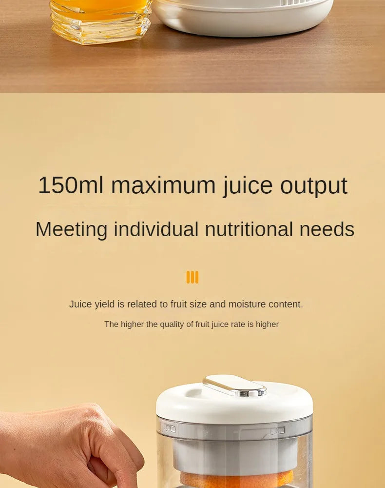 Rechargeable Electric Citrus Juicer Orange Juice Machine Extra Large Caliber Residue Separation.