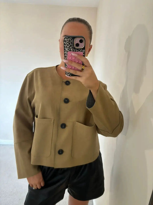 MUJER 2025 Wildlederjacke Damen Varsity Bomberjacken für Damen Neu in Mänteln und Jacken Damen Langarm Damen Winterjacke