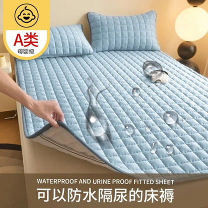 New class A skin-friendly padded cotton curve grid waterproof mattress mattress mattress protective mat.