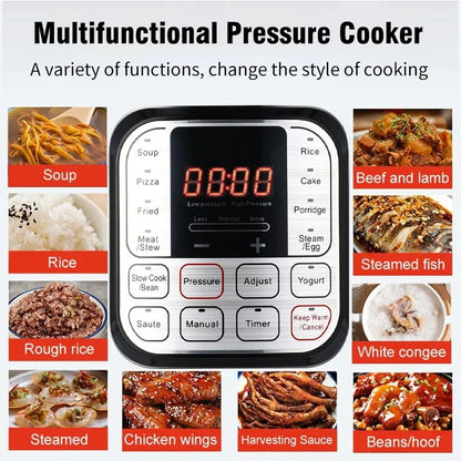 6L Multifunction Electric Pressure Cookers Soup Porridge Heating Meal Heater Kitchen Stainless Steel Multicooker Rice Cooker.