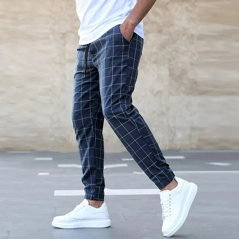 2025 neue Frühling Herbst Casual Hosen männer Plaid Kordelzug Lose Hosen Trend Streetwear Jogginghose Männlichen Business Sport Hosen.