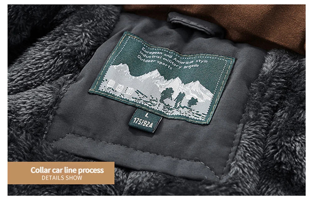 New Autumn/Winter Men's Fleece-Lined Thickened Cotton Coat Casual Vintage Workwear Jacket with Detachable Hood Multiple Pockets