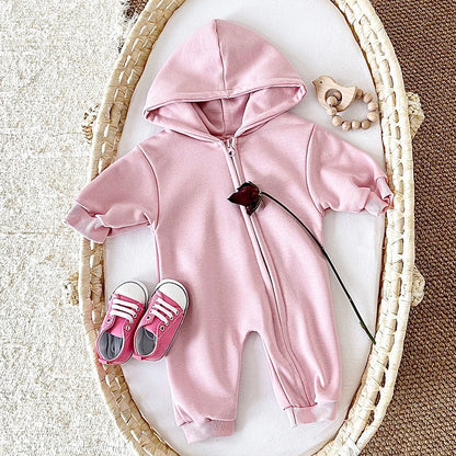 Baby Body suits einteilige Kapuze Reiß verschluss Overall dicke Neugeborene Baby kleidung Baby Boy bequeme warme Mädchen Baby kleidung Stram pler.