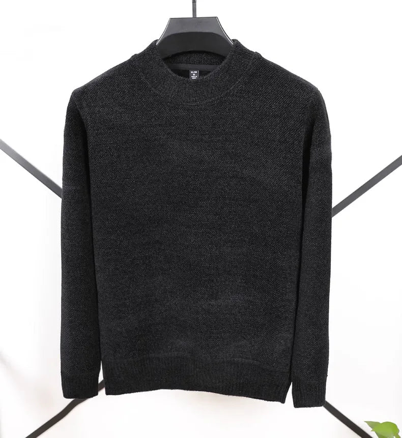 New 2025 Men's Cashmere Sweater Warm Thickened Winter Casual Solid Knitted Pullovers Mock Neck Thicker Fleece Sweater for Men.