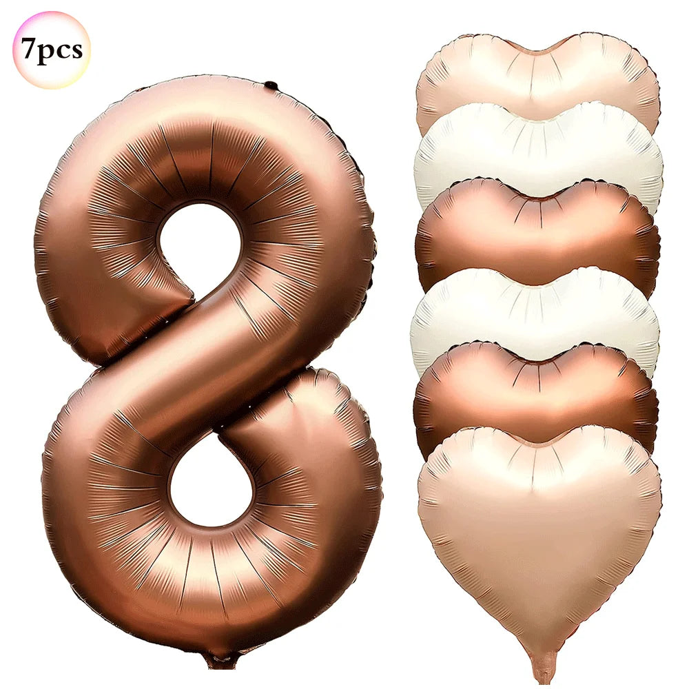 40in Cream Big Number Balloon 18in Three Color Love Foil Helium Balloons Aldult Birthday Set Boys Girls 1st Birthday Decorations