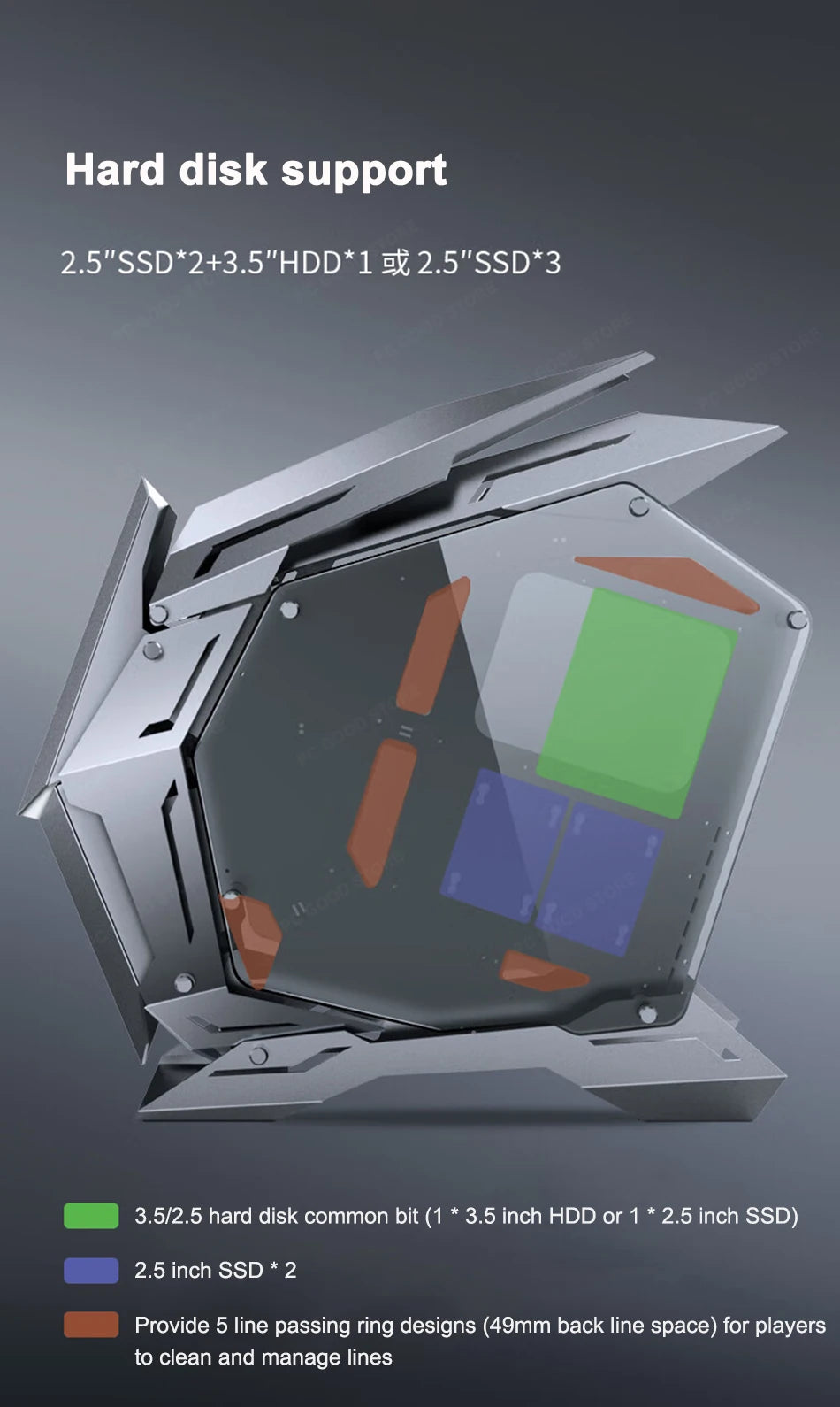 JONSBO MOD-3 Special-shaped Case All Aluminum Tempered Glass E-sports Mecha Theme Chassis E-ATX Motherboard 360 Water-cooled.