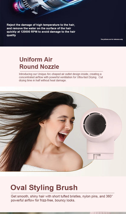 5in1 Hair Dryer Brush Curling Iron Hair Dryer Detachable Auto Wrap Curlers Fast Drying Electric Styling Hair Blower Brush.