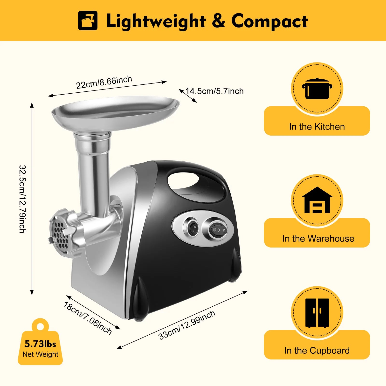 800W Stainless Steel Electric Meat Grinder with Sausage Filler Professional Kitchen Equipment.