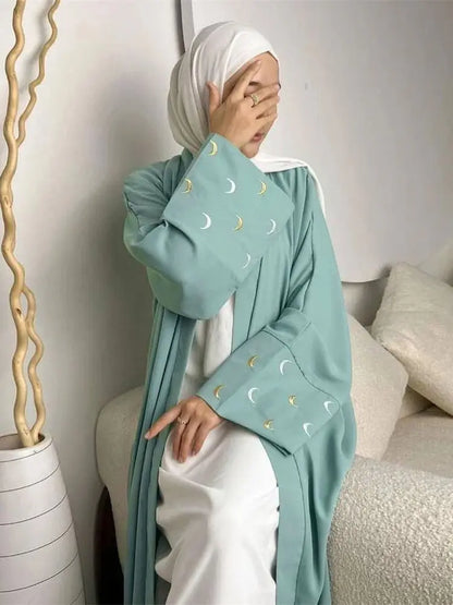 Ramadan Abayas For Women Moon Embroidered Kimono Abaya Dubai Luxury 2025 Islam Muslim Kaftan Modest Dress Kebaya Damen Caftan.