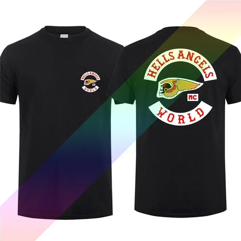 2024 Men T Shirt Casual Hells Motorcycle Club World Angels T-shirt Graphic Summer Short Sleeves 100% Cotton S-3XL Cool Tee.