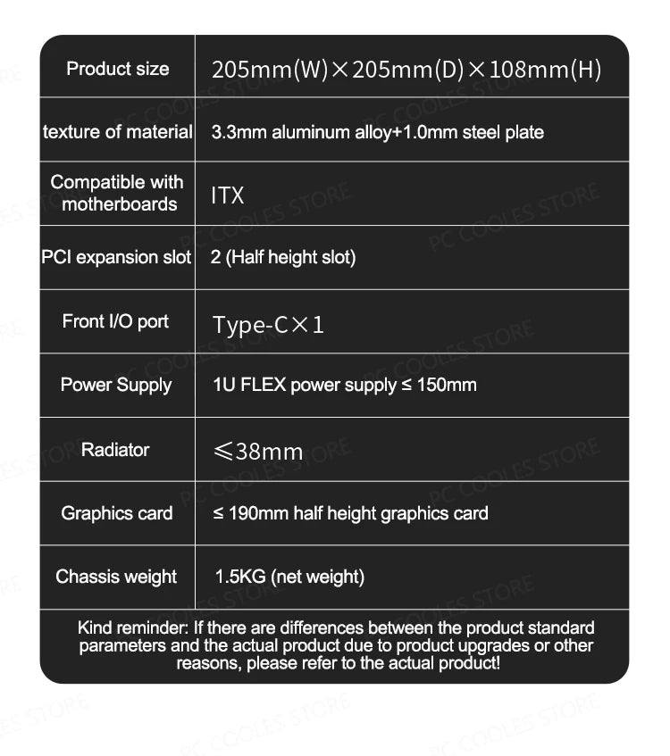 JONSBO N10/NV10 MINI ITX Case Supports 1U FLEX Power Supply Aluminum Alloy Desktop Office Computer Case.