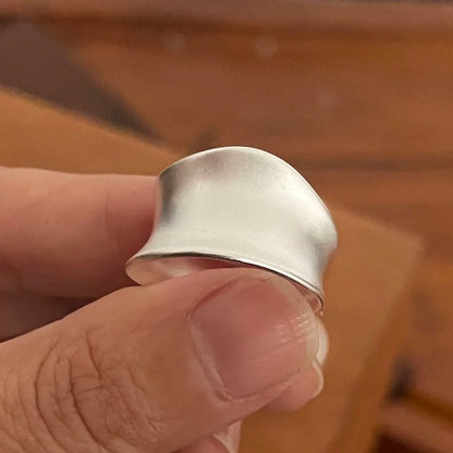 925 Sterling Silver Rings for Women Couple Minimalist Handmade Simple Wide Moon Ring Set Party Jewelry Gift Prevent Allergy.