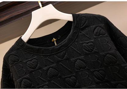 150Kg Plus Größe frauen Fehlschlag 157 Frühling Herbst Neue Liebe Drucken Lose Schlanke Sweatshirt Schwarz Grau Haut 6XL 7XL 8XL 9XL 10XL