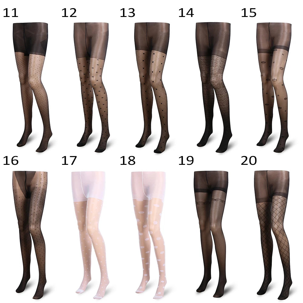 Sexy Women love Dot Embroidery Silk Stocking Thin Vintage Faux Tattoo Thigh Sheer Pantyhose Female Elastic Hosiery girls Tights.