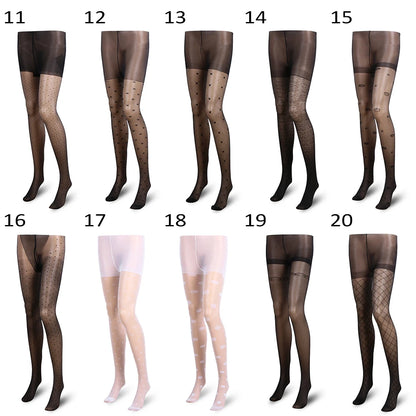 Sexy Women love Dot Embroidery Silk Stocking Thin Vintage Faux Tattoo Thigh Sheer Pantyhose Female Elastic Hosiery girls Tights.