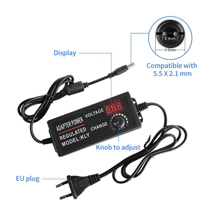 AC DC Adjustable Adapter 12V Volt LED Display Screen Power Supply 220V TO 3V 5V 9V 12V 24V 36V With DC Jack Connector Plug.