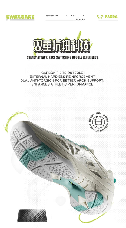 Kawasaki 2024 PANDA Badminton Shoes Professional Carbon Fiber Board Shock Absorption Men's Sneakers Women's Sports Shoes B3327.