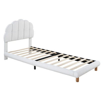 Modernes 90x200cm Einzelbett, Kinderbett, Jugendbett, Polsterbett, Holzgittergrill, Fleeceimitation, Weiß und Rosa