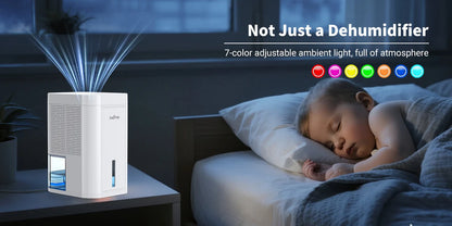 LOEFME 1000ml Portable Dehumidifier for Home Bedroom Office Kitchen Portable Dehumidifier Silent Auto Shut Off 7 Colorful LED.