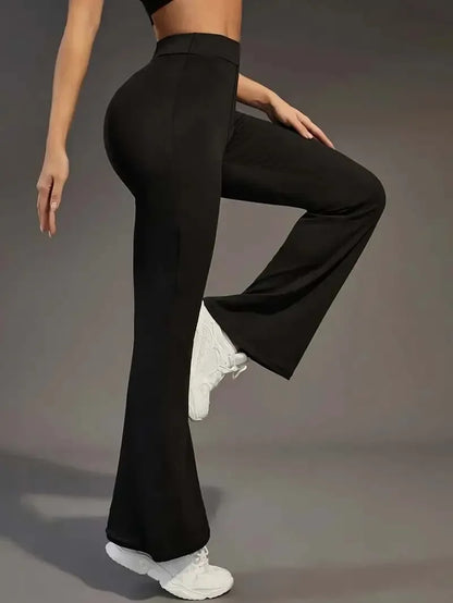 Hohe Taille Haifischform Bell-Bottom-Hose Damen Casual Micro Flared Hose Elastische Basisschicht Lange schwarze Leggings
