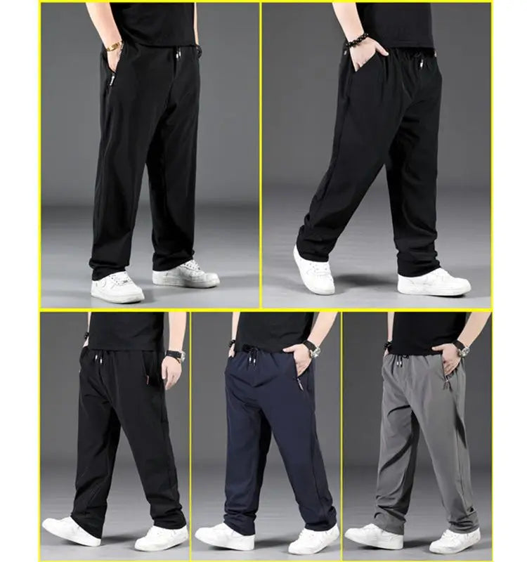 8XL Casual Pants Mens Straight Loose Trousers Men Clothing Elastic Waist Quick Dry Pants Summer Fashion Oversized Joggers Pants.