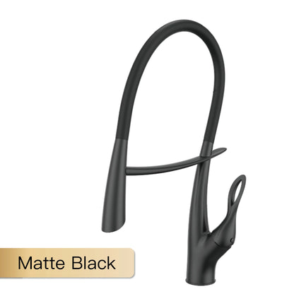 Moderner Luxus-Küchenarmatur aus schwarzem Messing, ausziehbares magnetisches Saugdesign, Einhebelmischer für heißes und kaltes Wasser mit 2 Funktionen