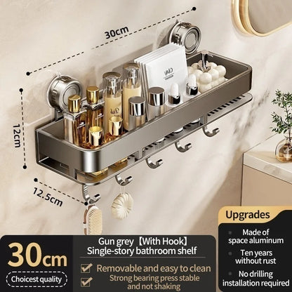 Kein Stanzen Saugnapf Saug Badezimmerregal Badezimmerregal Toilettenraum Aluminium Hängeregal Badezimmer Organizer Hängen an der Wand