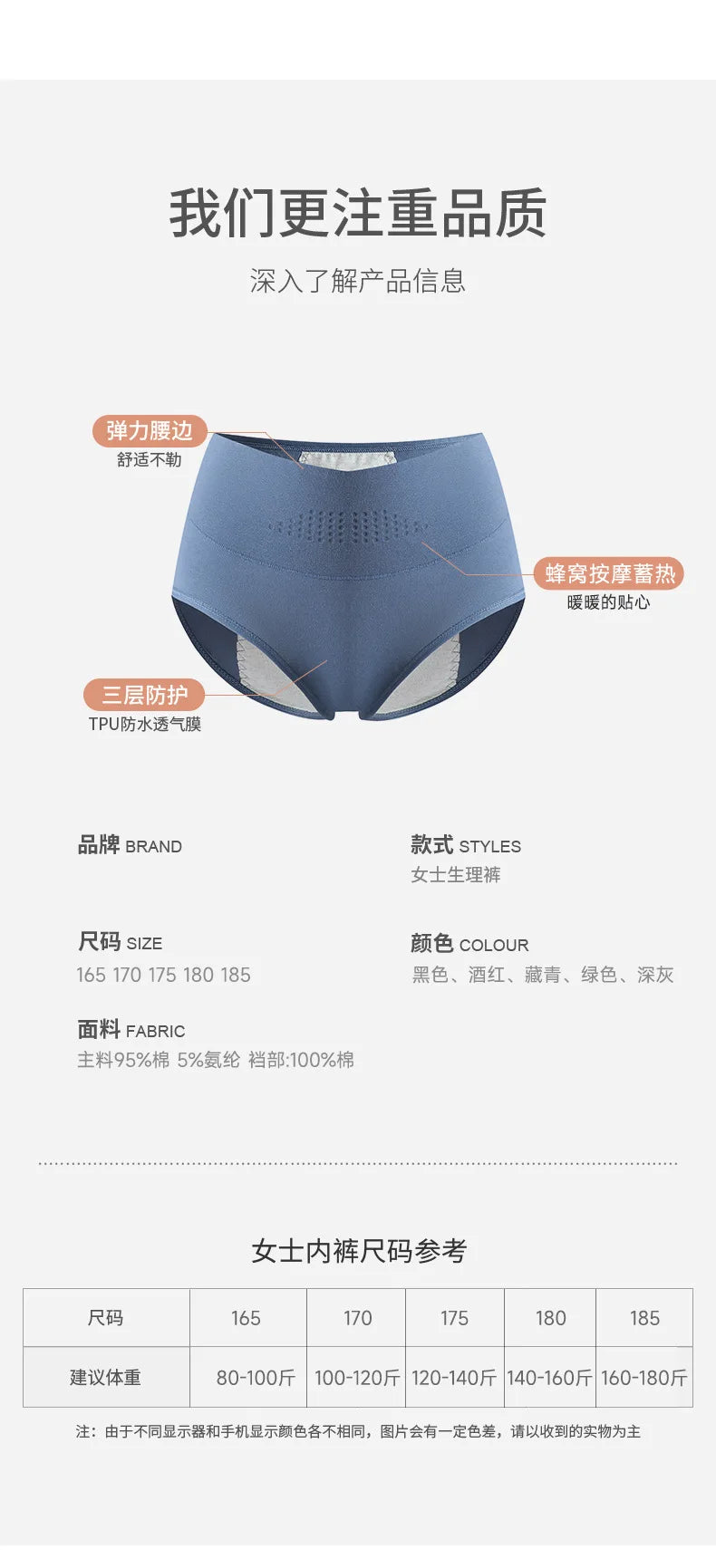 High Waist Menstrual Women Panties Widen Period Pants Leak Proof Physiological Underwear Cotton Plus Size Girl Brief.