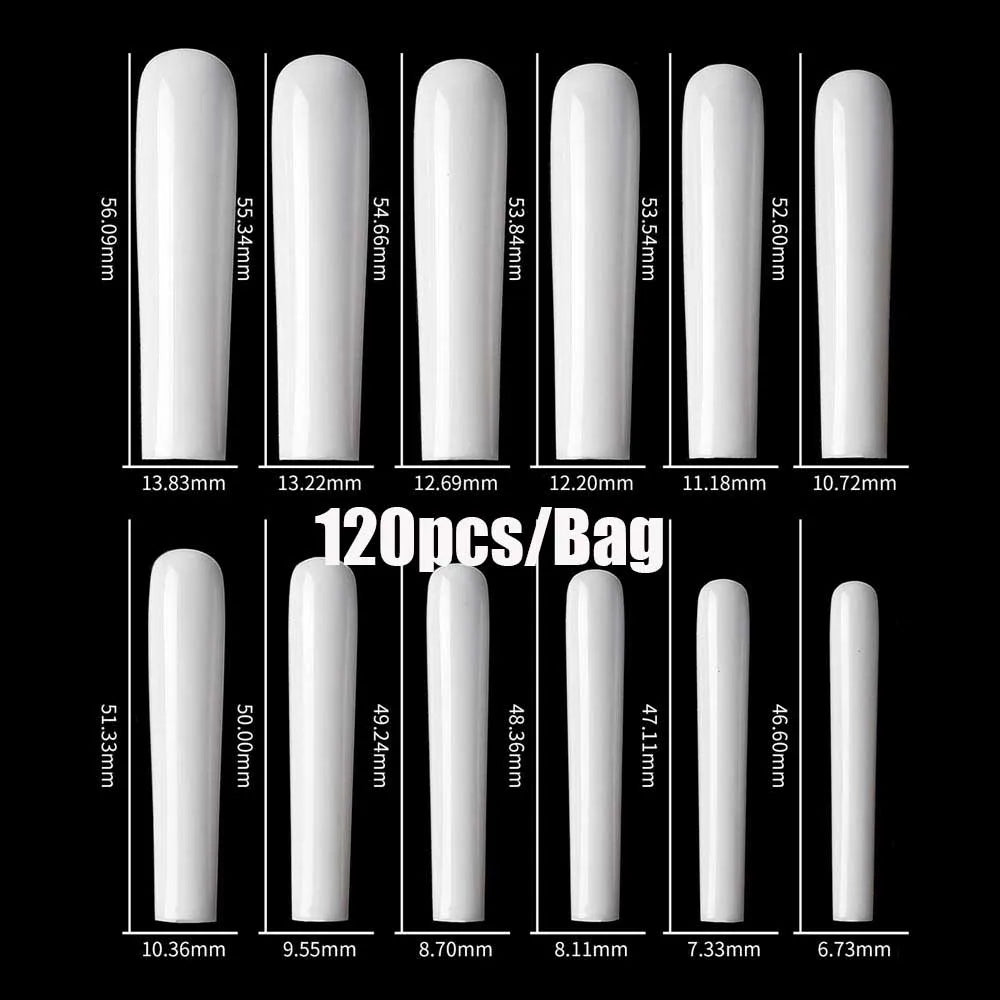 500/600pcs Long Pointed Fake Nail Tips Stiletto Half Cover French Acrylic UV Gel False Nail Extension Press On Nails Manic Tool.