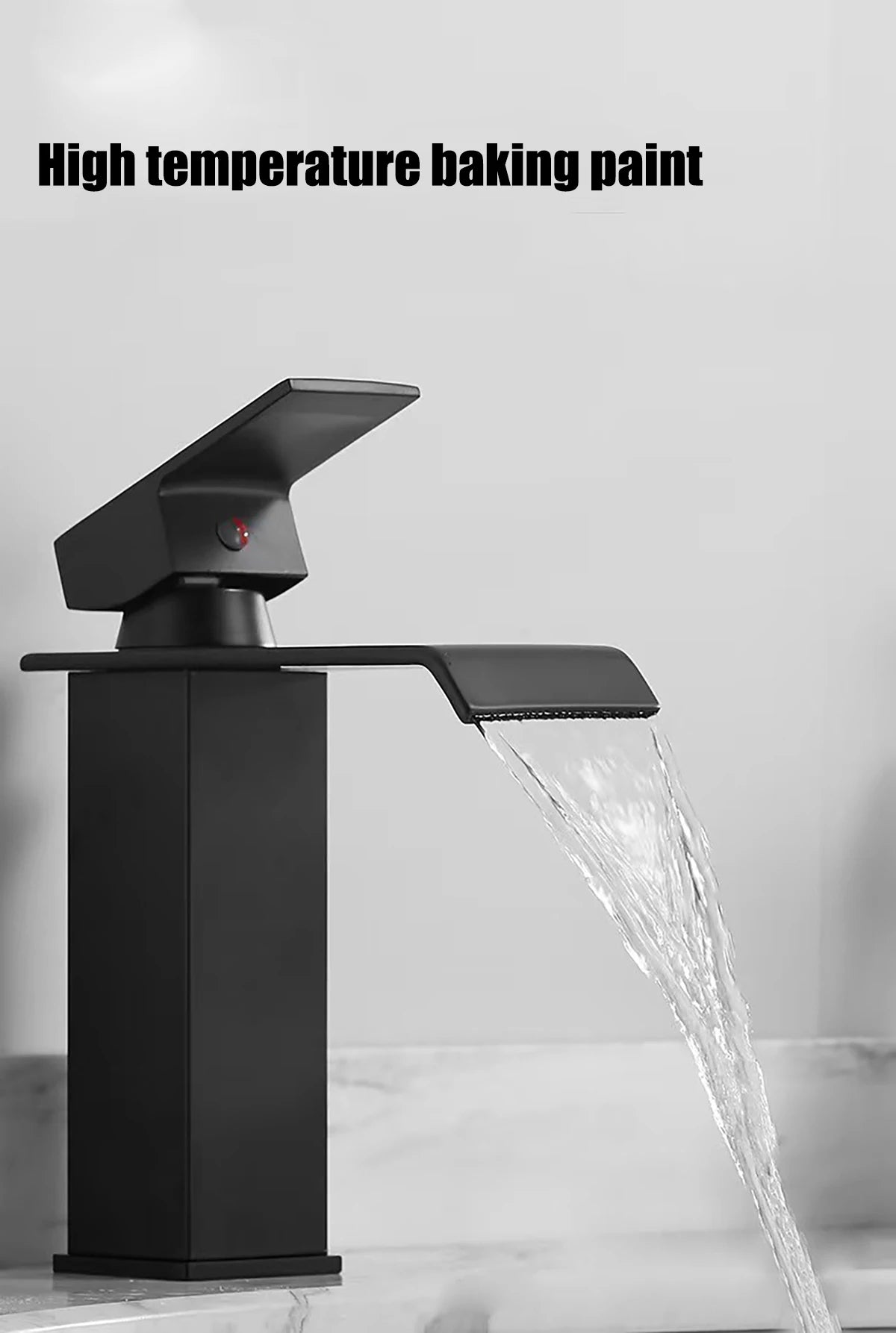 Black waterfall hot and cold faucet wash basin countertop basin bathroom cabinet splash proof basin faucet kitchen