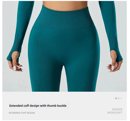 Seamless Cross-Border Running Sports Top Breathable Fitness Jacket Training Quick-Dry Outerwear Long Sleeve Yoga Wear For Women.