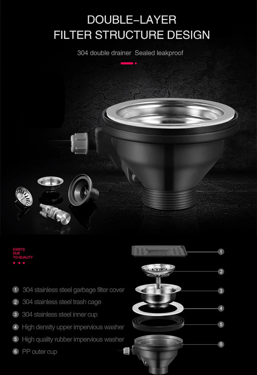 ASRAS Nanometer Hidden Flip Cover kitchen Island Sink 4mm Thickness Handmade Cup Rinser And Trash Can Kitchen Sinks