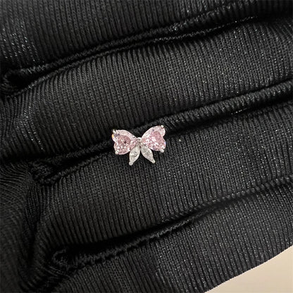 1PCS Cute Pink Zircon 316L Stainless Steel Ear Bone Nail New Fashion Y2K Punk Small Earring for Women Cochlea Jewelry Party Gift