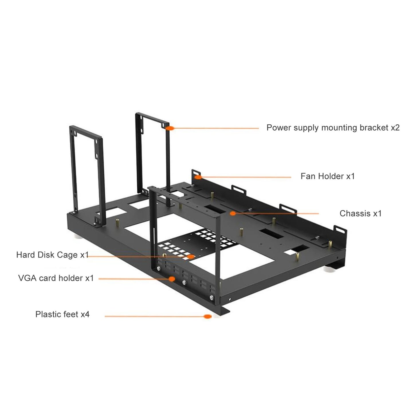 Computer Open Case Bracket Powerful Cooling Heat Dissipation Steel Plate DIY Computer Motherboard Case Rack for ATX M ATX ITX.
