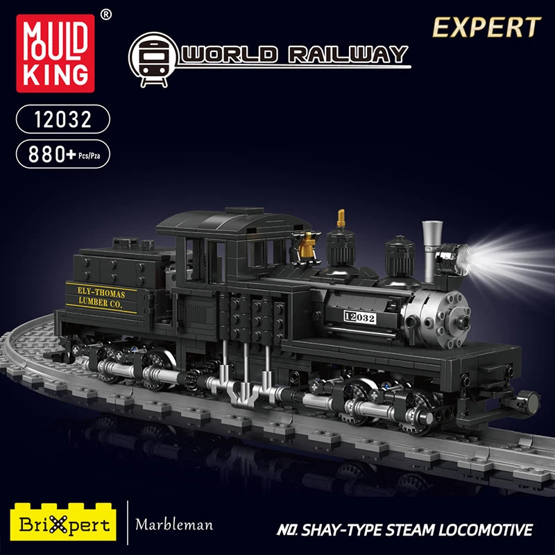 Mould King 12032 Technical Train Toys The RC&RC Shay-Type Steam Locomotive Building Block Assembly Car Brick Kids Christmas Gift.