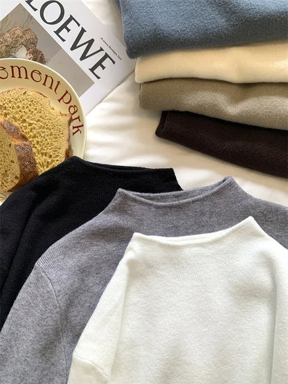 2025 Women Turtleneck Knitted Pullovers Solid Sweater Harajuku Korean Soft Warm Knitwear Autumn Winter Fashion Slim Jumpers Tops