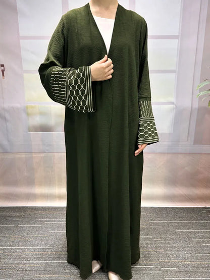 Embroidery Open Modest Kimono Abaya Dubai Luxury Islam Muslim Kaftan Modal Dress Arabic Abayas Women Kebaya Robe Femme Musulmane.