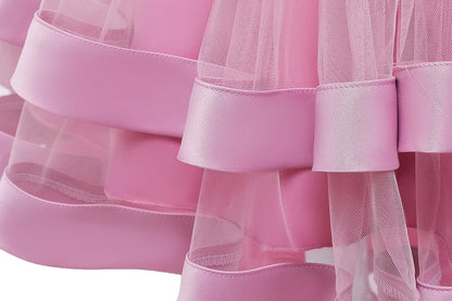 Rosa Mädchen bestickt Perlen Prinzessin Kleid für 3 bis 12 Jahre Mädchen Schwanz Party Kleid Kind Schule Performance-Kostüme.