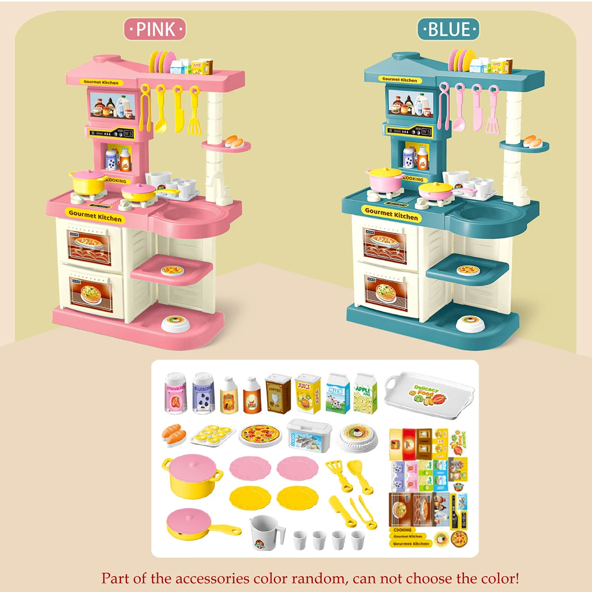 Kitchen Mini Play Cooking Set, Cutting Play Food Toys Pretend Play Pots Milk Bread Pans Early Educational for kids.