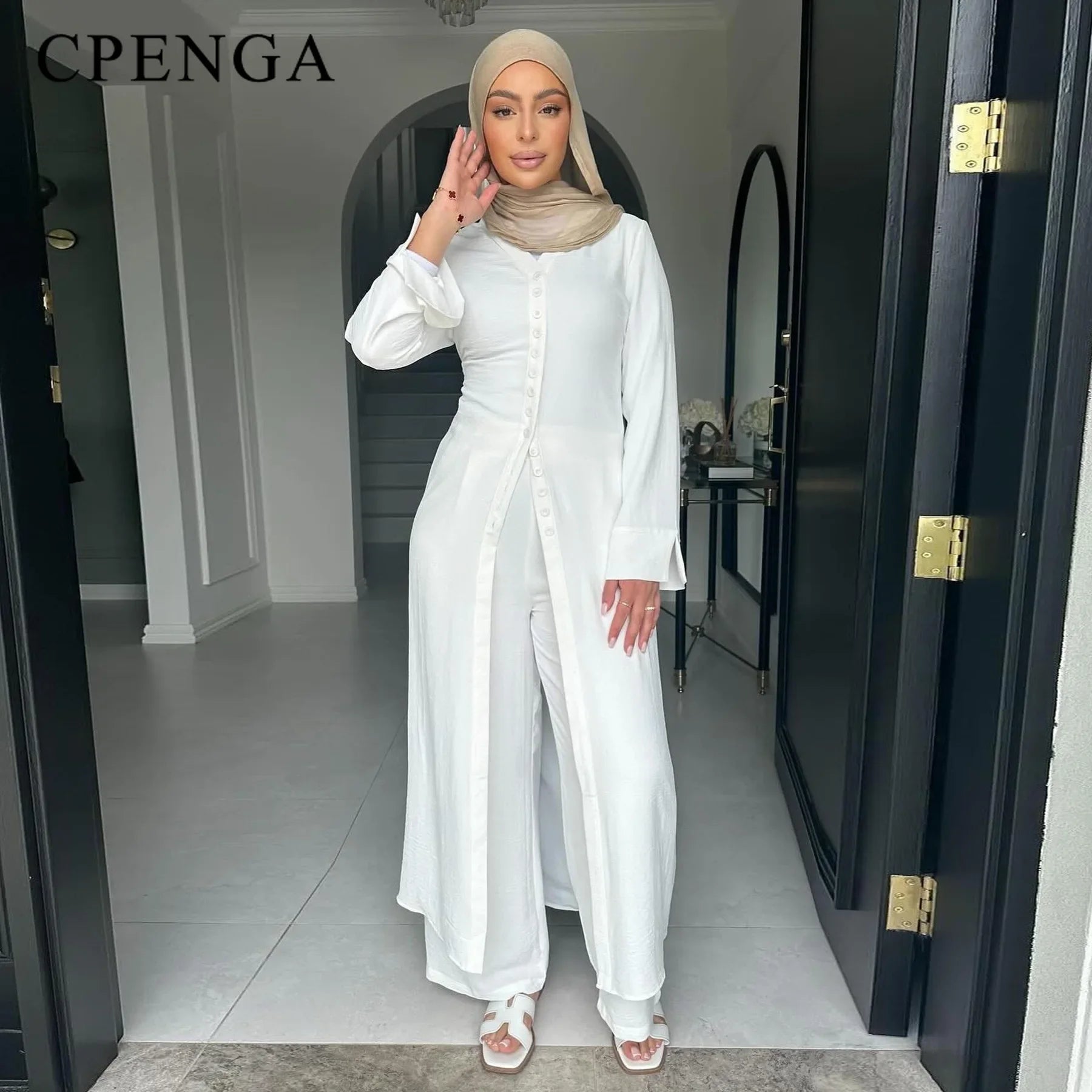 Muslim Abaya Two Piece Muslim Set for Woman Ramadan Dress Islamic.