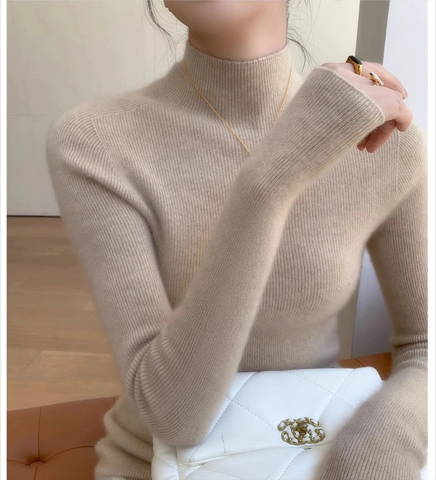 Women Fashion Tops Autumn Winter 2025 Turtleneck Sweater Women Knitted Pullovers Korean Style Simple Base Layer Knitted Sweater.