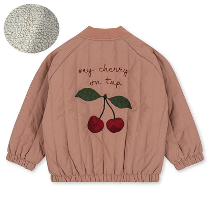 Konges Slojd AW Baby Girls Sweatshirts + Pants 2 Pcs Sets Lambswool Cherry Jackets Kids Clothes Girls Print Dresses Coats 1-9Yrs