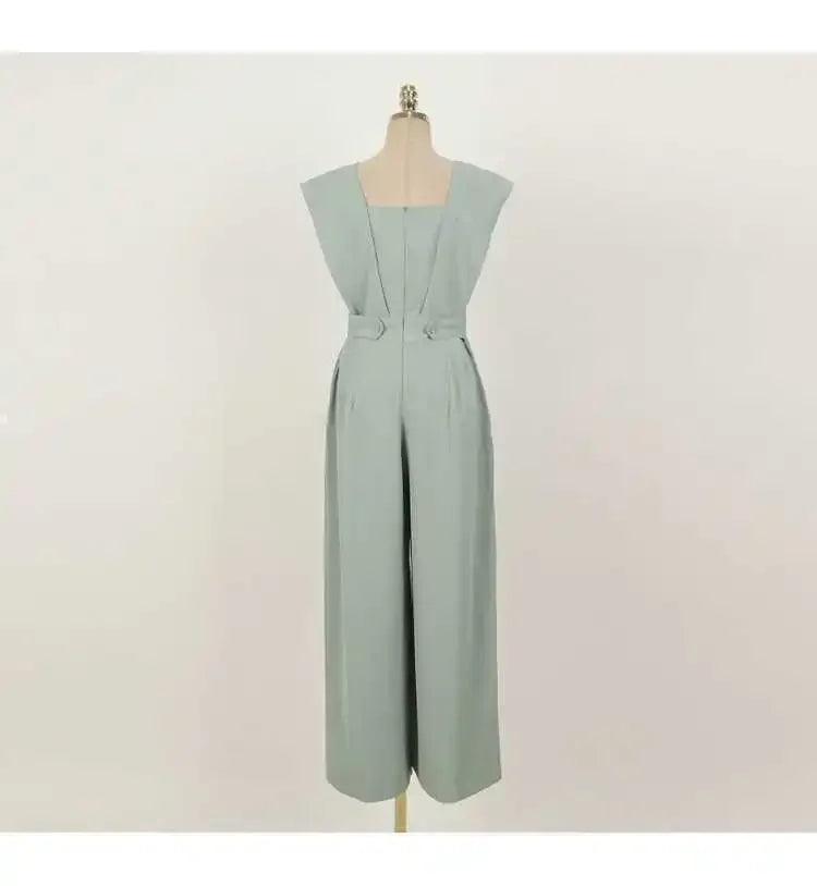 Slimming High Waist Wide Leg Pants Korean Style Fashionable Women's One-Piece Jumpsuit Summer New Arrival Simple Elegant