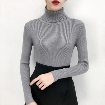 Frauen Pullover Pullover Winter Gestrickte Rollkragen Langarm Schlank Jumper Tops 2024 Damen Casual Shirts Weiche Warme Y2K Kleidung
