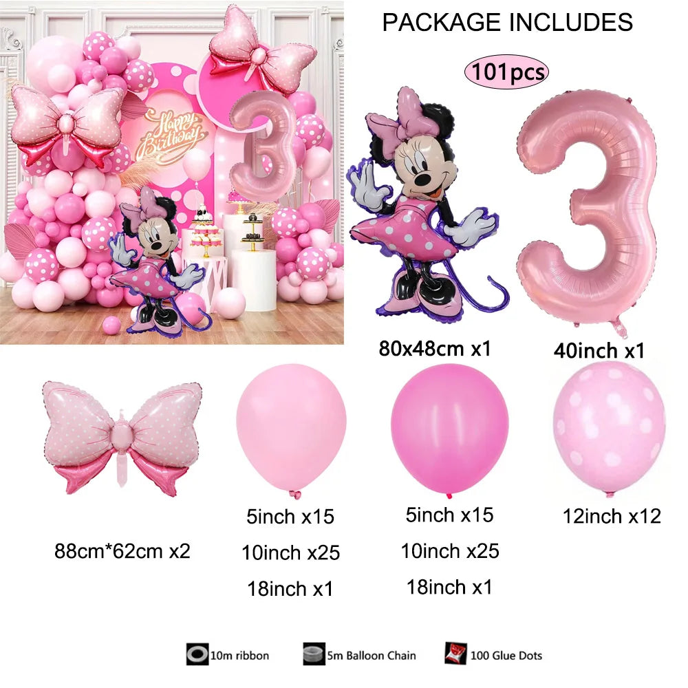 1Set Cartoon Minnie Maus Rosa Anzahl Ballons Girlande Bogen Kit Set Mädchen Prinzessin Geburtstag Party Baby Dusche Dekoration Geschenke.