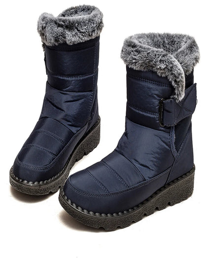 Boots 2025 Women's Boots Fur Botas Mujer Super Warm Winter Boots For Snow Women Low Heels Winter Shoes Woman Black Rubber Boot.
