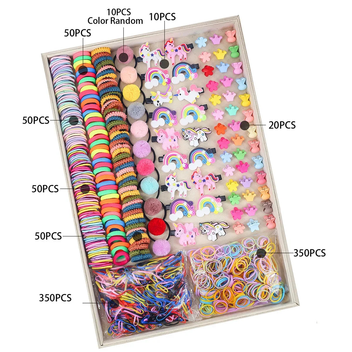 780/940Pcs Colorful Hair Bands Set Nylon Ealstic Hair Ties Ponytail Hold Scrunchie Rubber Band Kid Baby Girls Hair Accessories.