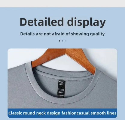 Men's Fitness Ice Silk Sports Suit Short Sleeve Training Room Basketball Morning Run Summer Outfit Shorts And T-shirt Set